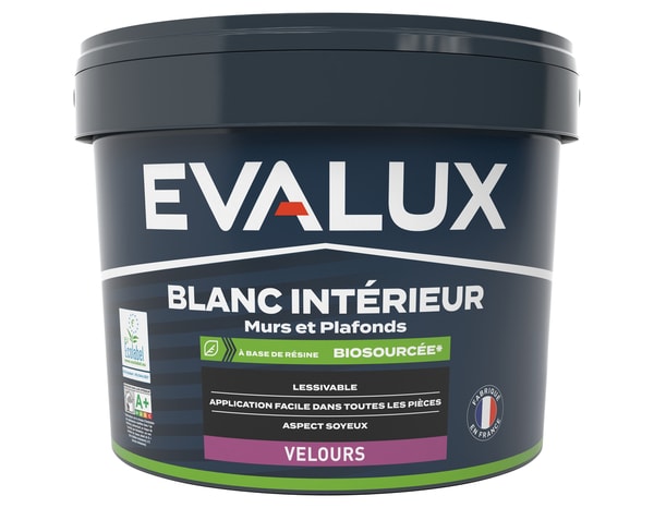 Peinture Blanche intérieure Biosourcée Velours 10 L - Evalux - Brico Dépôt