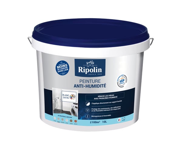 Peinture anti-humidité blanc satin 10 L - Ripolin - Brico Dépôt