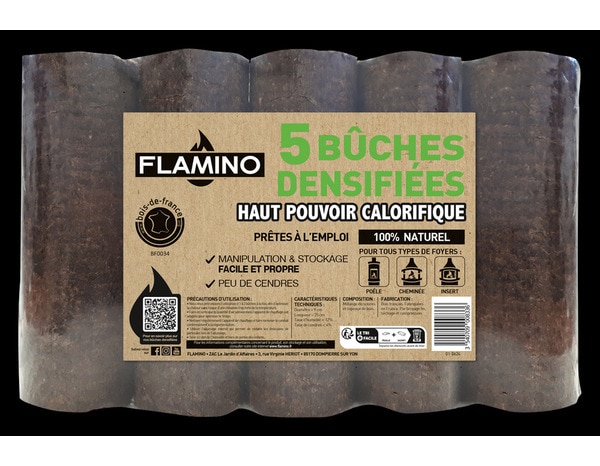 5 buches de bois compressées  Ø 9 x L. 25 cm - <12% d'humidité - Brico Dépôt