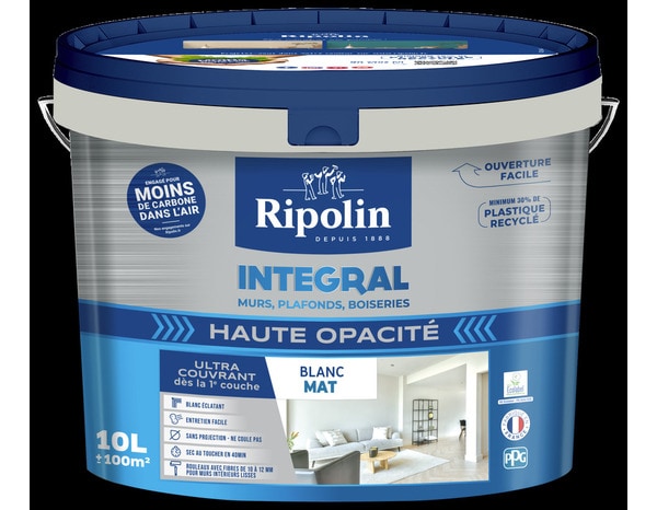 Peinture monocouche blanche 10 L finition mat  - Ripolin - Brico Dépôt