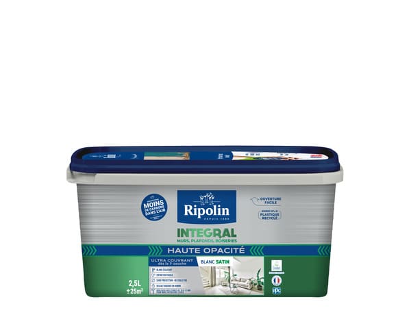 Peinture monocouche blanche murs plafonds et boiseries aspect satin 2.5 L - Ripolin - Brico Dépôt