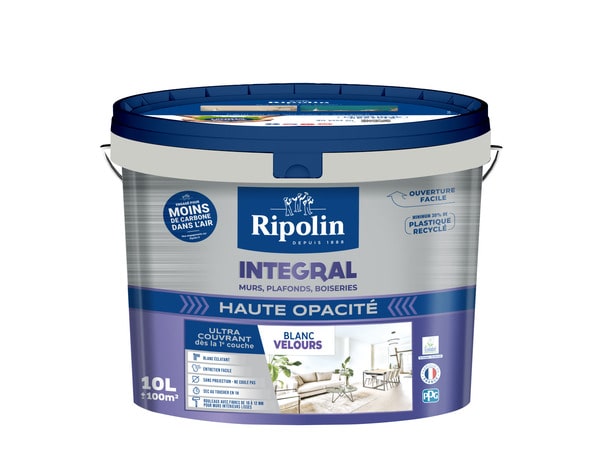 Peinture monocouche blanche murs plafonds et boiseries aspect velours 10 L - Ripolin - Brico Dépôt