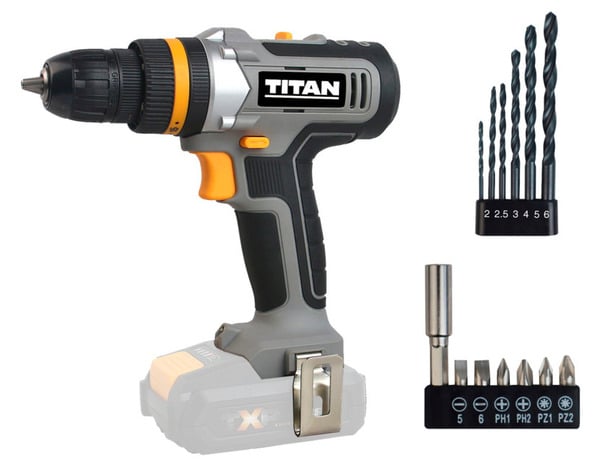 Perceuse visseuse 18 V + 13 accessoires - Titan - Brico Dépôt