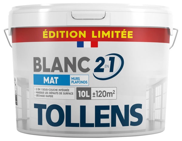 Peinture blanche 2en1 110 L - Tollens - Brico Dépôt