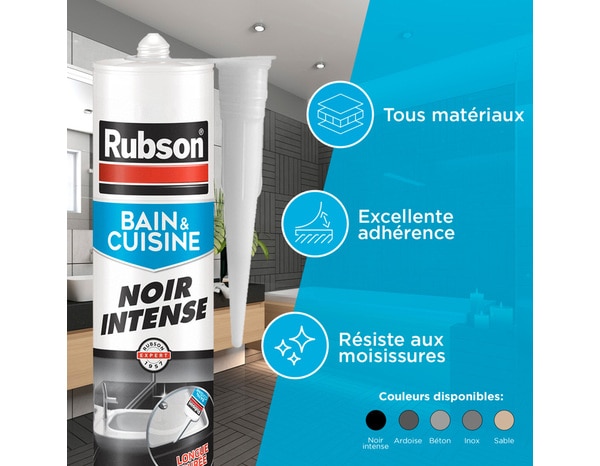 Mastic bain & cuisine, joint silicone multi-matériaux, couleur ardoise 280 ml - Rubson - Brico Dépôt