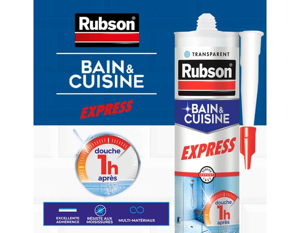 Mastic bain & cuisine express, joint silicone longue durée, étanche - transparent 280 ml - Rubson - Brico Dépôt