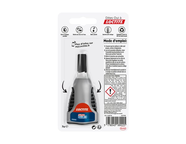 Colle cyanoacrylate control liquide superglue-3, tube 3 g - Loctite - Brico Dépôt