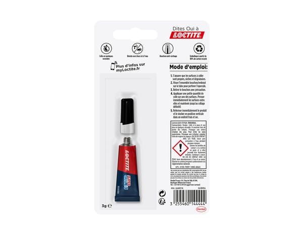 Colle forte, liquide super glue-3 original, tous matériaux, transparente, tube 3 g - Loctite - Brico Dépôt