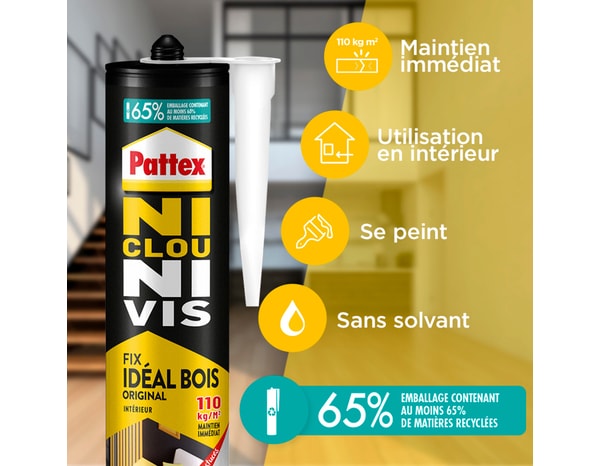 Colle extra forte & rapide "Ni Clou Ni Vis", blanche - cartouche 380 g - Pattex - Brico Dépôt