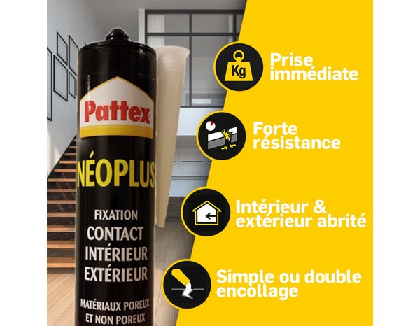 Lot de 3 cartouches, colle de fixation Néoplus type néoprène, tous matériaux, 390 g - Perfax - Brico Dépôt