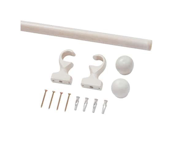 Kit barre à rideau 150cm bois blanc - Brico Dépôt