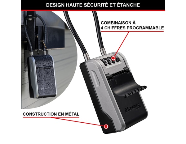 Rangement boîte à clés + câble amovible - Masterlock - Brico Dépôt