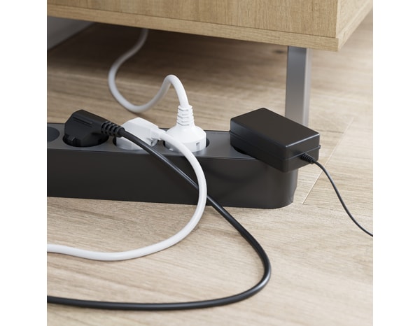 Bloc 6 prises 1,5 m gris et noir USB A + C - Bodner - Brico Dépôt