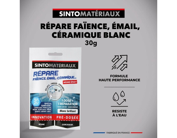 Résine époxy répare faïence, émail, céramique blanc brillant - 30 g - Brico Dépôt