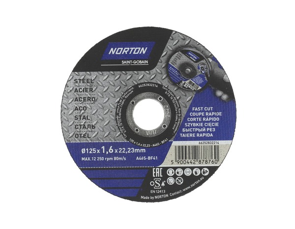 Disques à tronçonner les métaux 125 mm x 1,6 mm x22,2 mm - Norton - Brico Dépôt