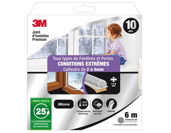 Joint d'étanchéité premium conditions extrêmes - transparent- 6 m 9 x 7,5 mm - 3M - Brico Dépôt