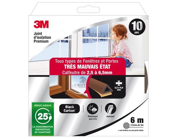 Joint d'étanchéité premium très mauvais état - marron - 6 m 9 x 7,5 mm - 3M - Brico Dépôt