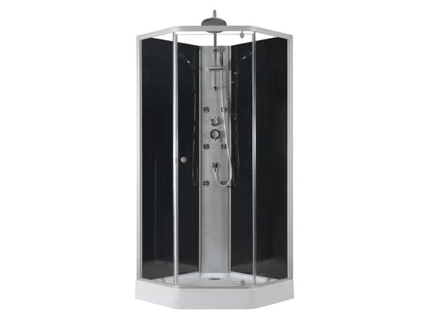 Cabine de douche pentagonale 85 x 85 cm Black Silver - Brico Dépôt