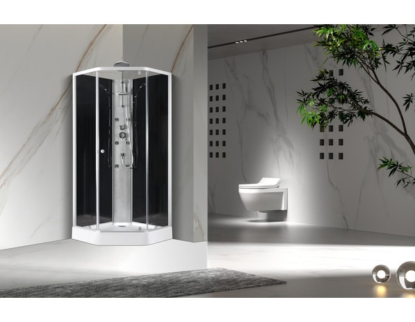 Cabine de douche pentagonale 85 x 85 cm Black Silver - Brico Dépôt