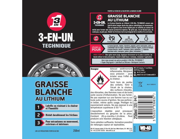 3-en-un technique graisse blanche lithium 250 ml - 3-EN-UN - Brico Dépôt