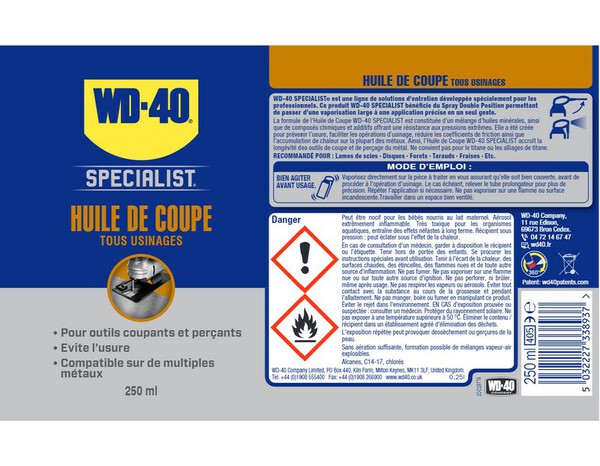 Wd40 specialist huile de coupe 250 ml - WD40 - Brico Dépôt