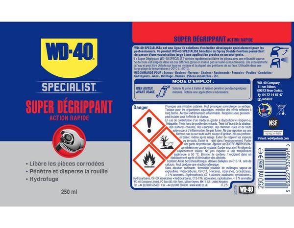 Wd40 Specialist super dégrippant 250 ml - WD40 - Brico Dépôt