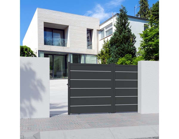 Portail coulissant aluminium gris anthracite "Aracaju" - L. 3,25 x H. 1,76 m - Brico Dépôt