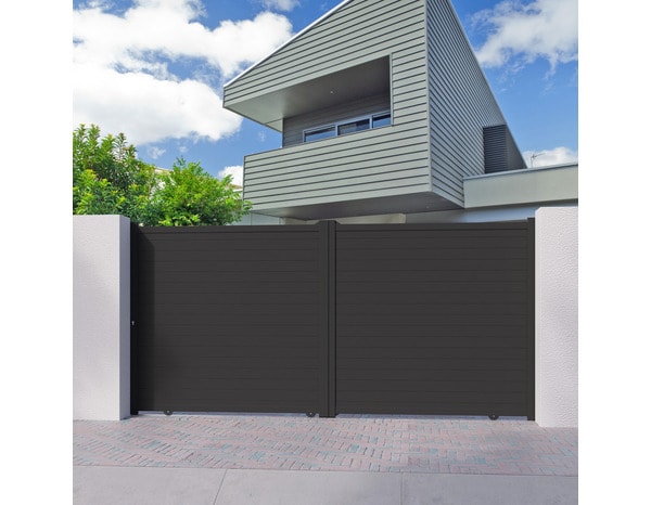 Portail coulissant aluminium gris anthracite "Santos" - L. 3,75 x H. 1,80 m - Brico Dépôt