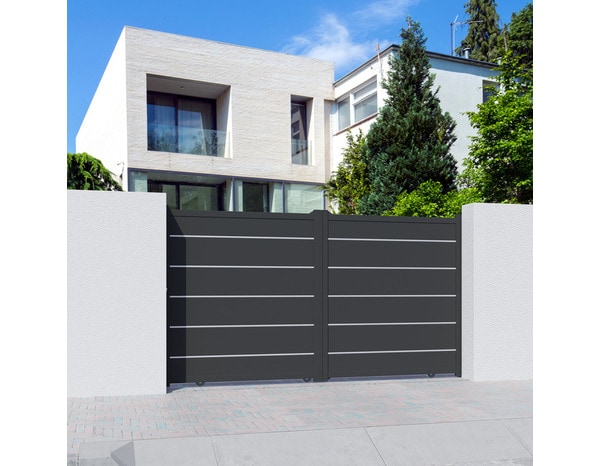 Portail coulissant aluminium gris anthracite "Aracaju" - L. 3,25 x H. 1,76 m - Brico Dépôt