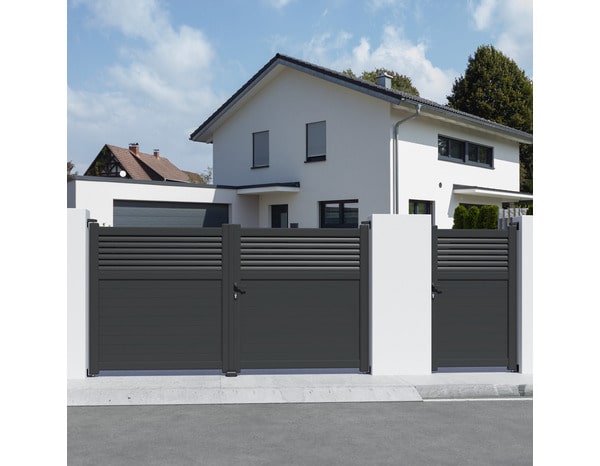 Portail aluminium gris anthracite "Vento" - L. 3 m x H. 1,60 m - Brico Dépôt