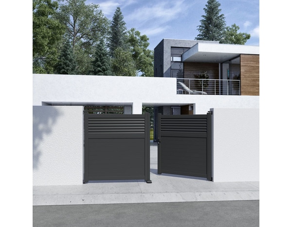 Portail aluminium gris anthracite "Vento" - L. 3 m x H. 1,60 m - Brico Dépôt