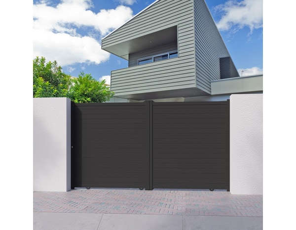 Portail coulissant aluminium gris anthracite "Santos" - L. 3,25 x H. 1,80 m - Brico Dépôt