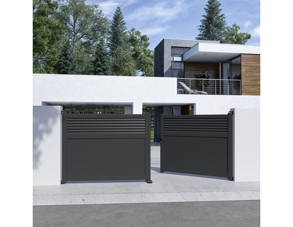 Portail aluminium battant gris anthracite "Vento" - L. 4 x H. 1,60 m - Brico Dépôt