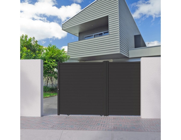 Portail coulissant aluminium gris anthracite "Santos" - L. 3,25 x H. 1,80 m - Brico Dépôt