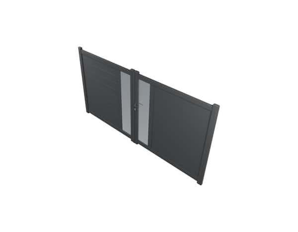 Portail aluminium battant gris anthracite "Olinda" - L. 3,50 x H. 1,70 m - Brico Dépôt