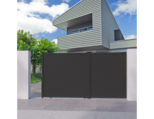 Portail coulissant aluminium gris anthracite "Santos" - L. 3,75 x H. 1,80 m - Brico Dépôt