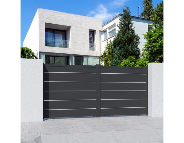 Portail coulissant aluminium gris anthracite "Aracaju" - L. 3,75 x H. 1,76 m - Brico Dépôt