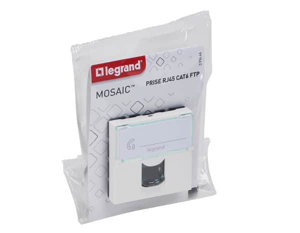 Prise Ethernet RJ45 2 modules catégorie 6 "Mosaic" - Legrand - Brico Dépôt