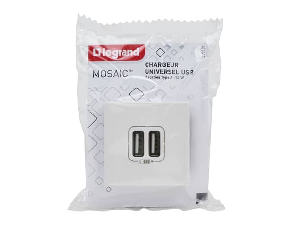 Prise double USB Type-A 2,4A "Mosaic" - Legrand - Brico Dépôt