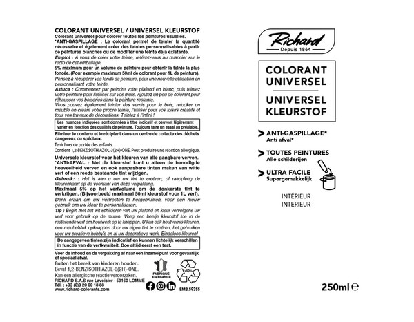 Colorant universel jaune moyen 250 ml - L'Universel - Brico Dépôt